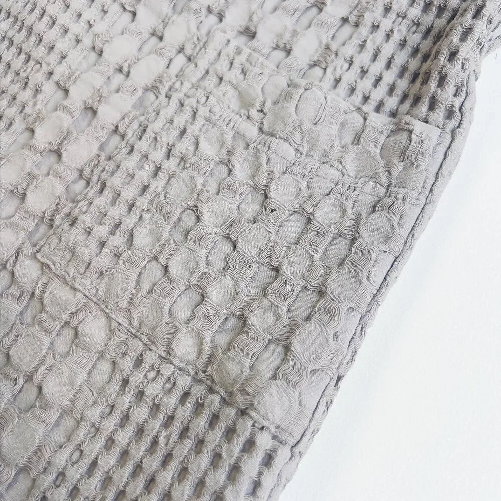 Organic Waffle Cotton Kids Bathrobe Grey